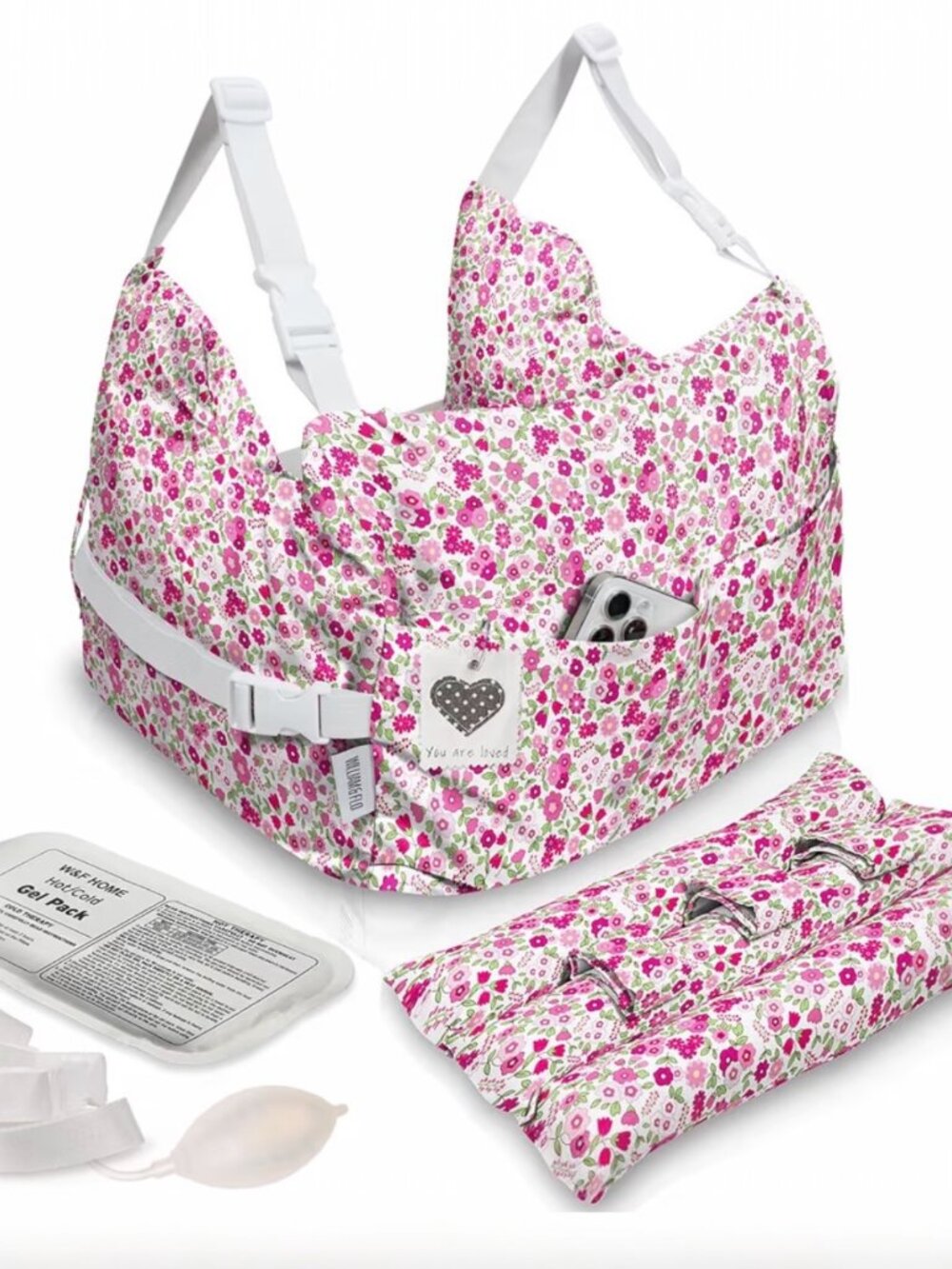 Floral Pink Nursing Support Pillow with Removable Cover
